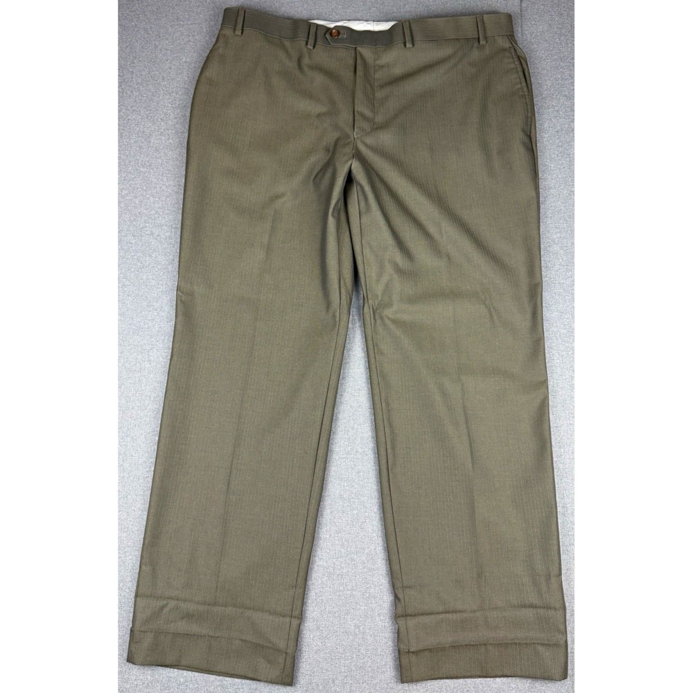 Ralph Lauren Mens Dress Pants 40x30 Gray Herringbone Flat Front Classic